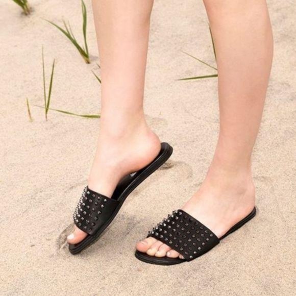 Spiked Slides in Black/Silver - Picture 6 of 6